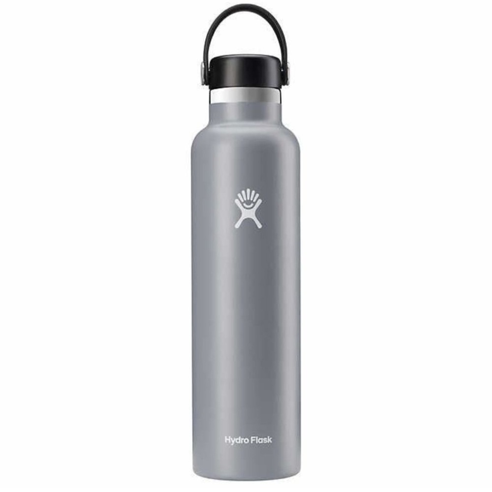 MWT Hydro Flask Gray 24 oz/710 mL Water Bottle WIDE MOUTH with FLEX STRAW CAP